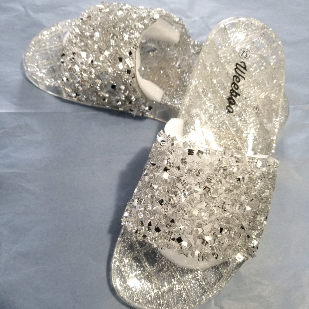 Embellished Sparkle Slide On Sandal